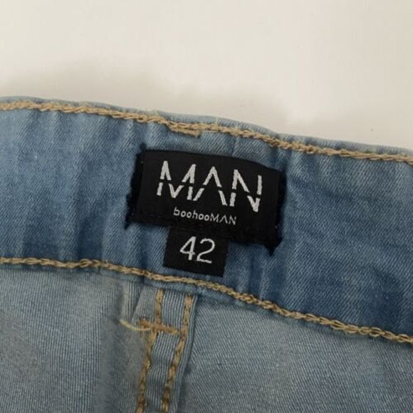 Boohoo Man Men’s Jeans Blue Skinny Fit Light Wash Casual Stretch Sz 42R(38) - Picture 3 of 11